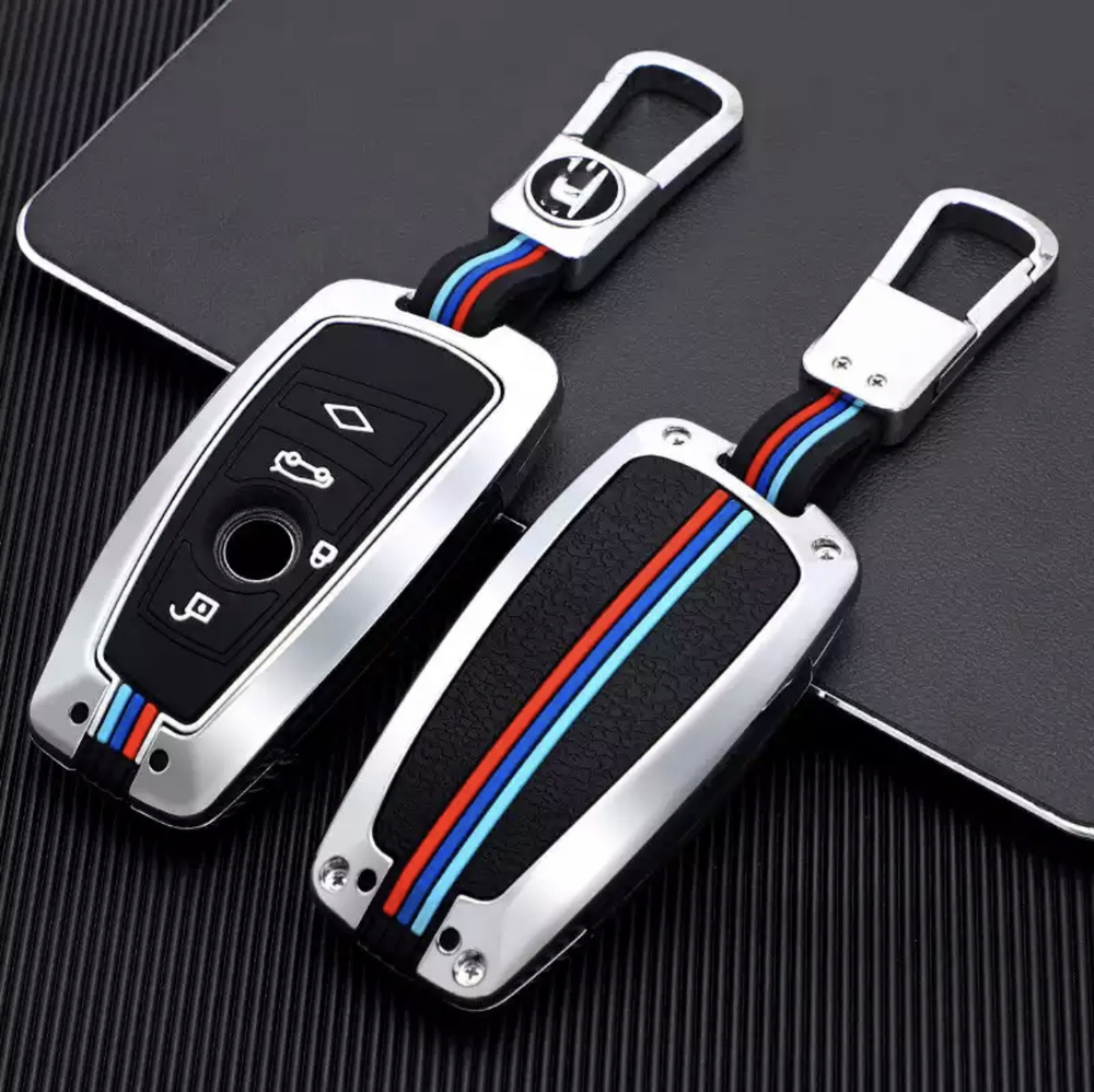 Чехол для ключа автомобиля BMW / БМВ F серии 4 кнопки silver #1