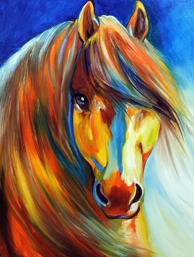 Картина по номерам на холсте с подрамником. 40x50: Colibri - лошади. Лошадь с красивой гривой  #1