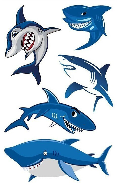 Переводные татуировки детские временные "Веселые акулы 1" 7.5х12 см  #1