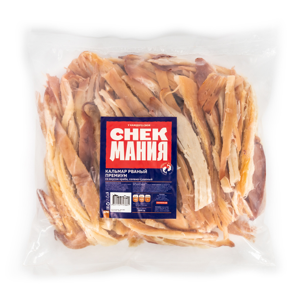 Сушеный кальмар рваный Мясо краба Premium 1 кг / Снеки 1000 гр /  #1
