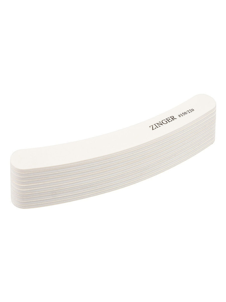 Zinger Пилочка для ногтей бумеранг UT-403D ( #150-220), THERMO, цвет белый,10 шт. в упаковке, пилка маникюрная #1