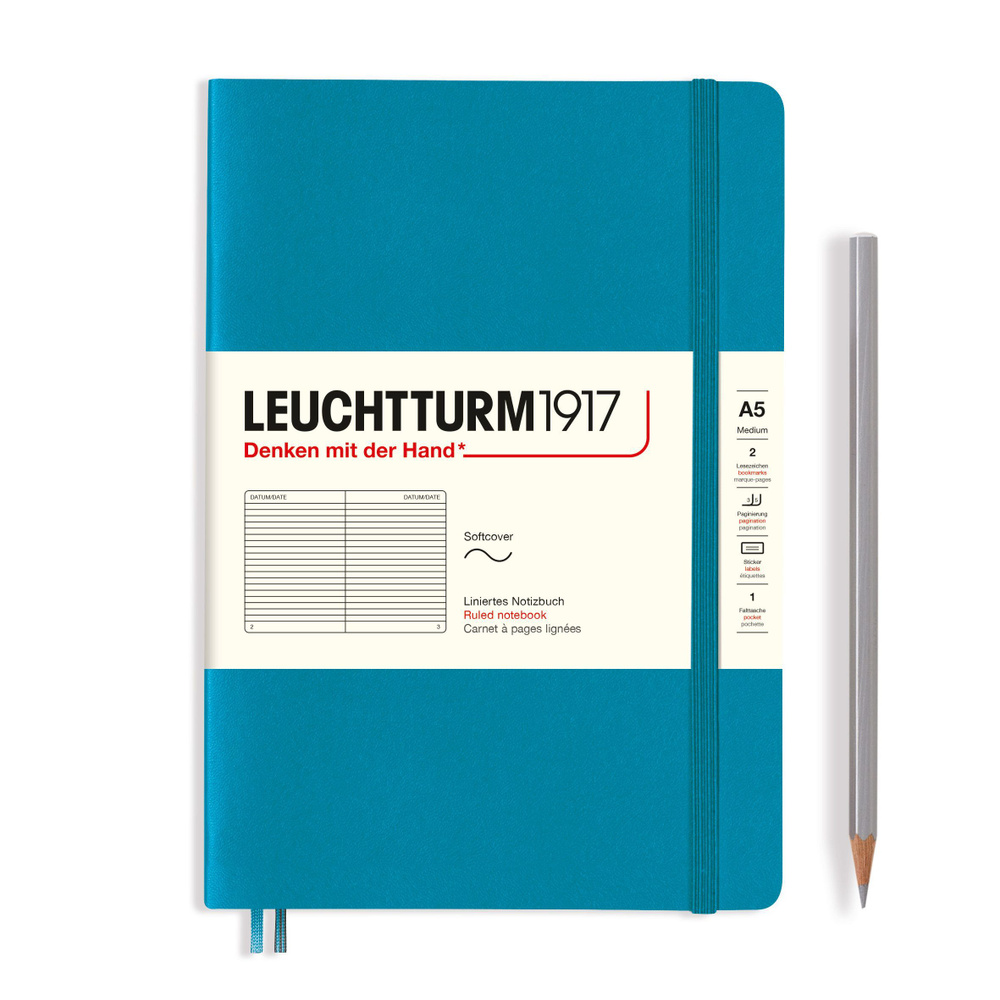 Блокнот Leuchtturm1917 A5, мягкая обложка, синий океан, в линейку  #1