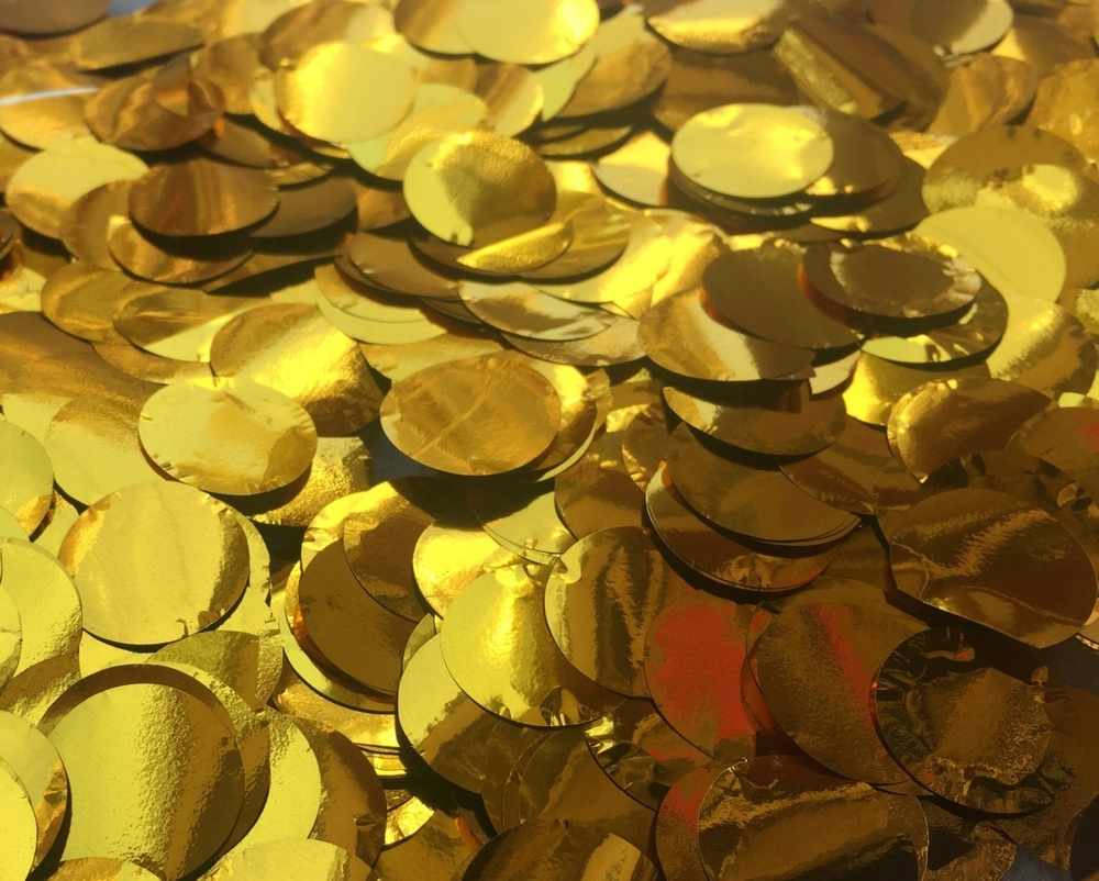 Конфетти металлизированное уп 50 г, 1 см "кружочки" (золотой)  #1