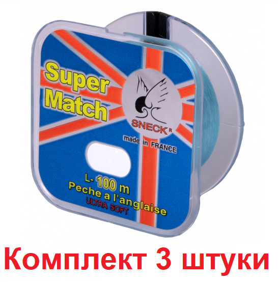 Леска монофильная для рыбалки Sneck Super Match, 0,18mm, 100m, 3 штуки  #1