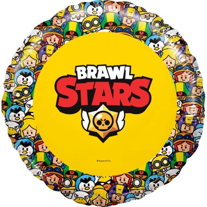 Шар фольгированный 18" AGURA Brawl Stars "Герои", круг, 1 шт. в упаковке, цвет желтый  #1