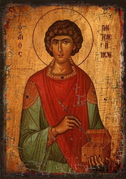 Икона под старину "Великомученик Пантелеимон", 17х13 см #1