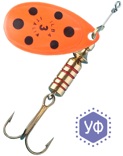 Блесна рыболовная вертушка для рыбалки на хищника / щуку / судака / окуня TONDO "Fluorange/black" №0 #1