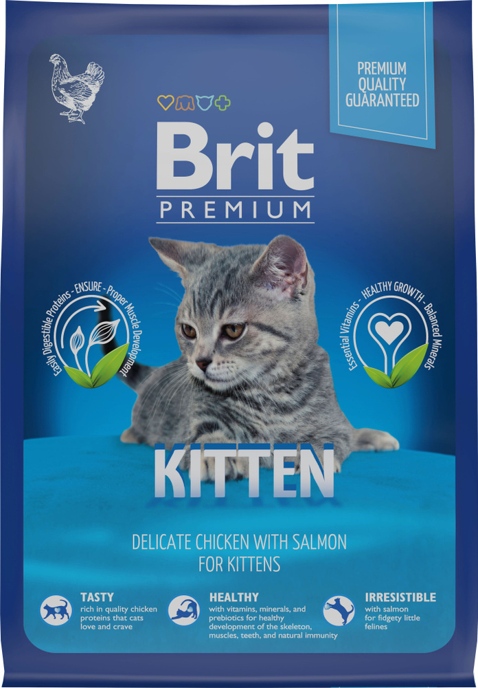 Сухой корм Brit Premium Cat Kitten для котят, беременных и кормящих кошек, с курицей и лососем, 300 гр #1