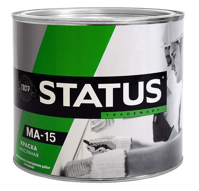 Краска масляная ярко-зеленая МА-15 STATUS 2,6 кг / краска по металлу, дереву, бетону, атмосферостойкая #1