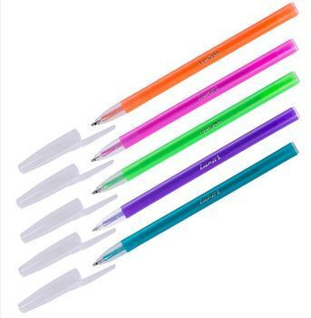 Ручка шариковая масляная "Stick Neon" синяя 1.0мм корпус ассорти 1230/48BX Luxor 10шт  #1