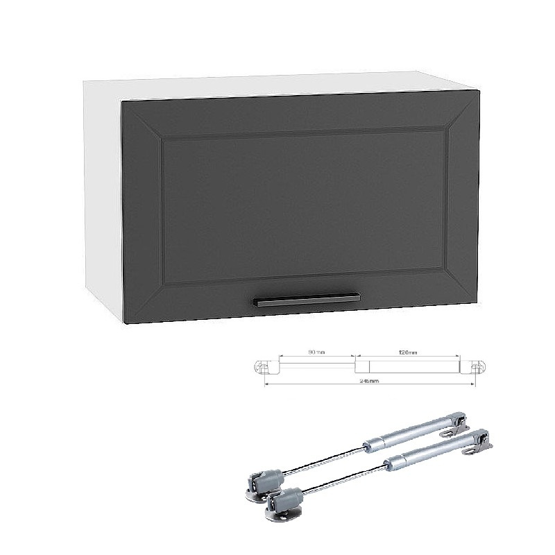 Шкаф кухонный навесной горизонтальный Полюс 60 см, МДФ Soft-touch темно-серый  #1