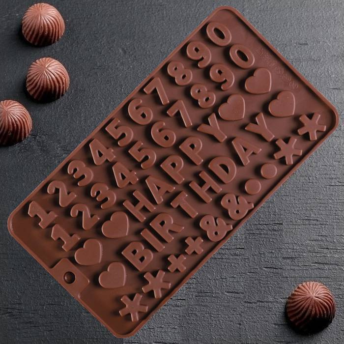 Форма для шоколадных конфет силиконовая "Happy Birthday", 59 ячеек  #1
