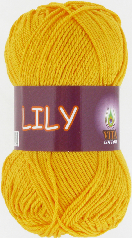 Пряжа для вязания VITA LILY (Лили), цвет: 1634 (желтый); 1 моток, состав: 100% мерсеризованный хлопок, #1