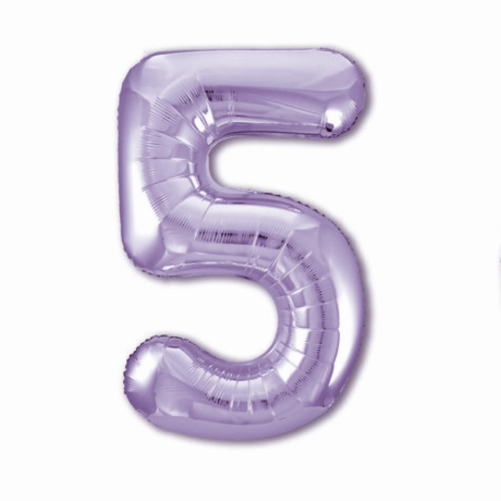 Шар фольгированный 40" LETI "Цифра 5", цвет пастельный фиолетовый, Slim  #1