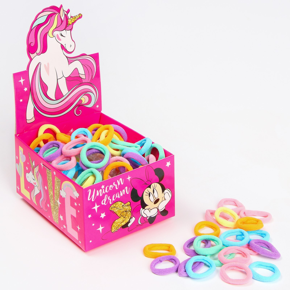 Резинки для волос Disney Минни Маус и Единорог "Unicorn dream" 100 штук, для девочек  #1