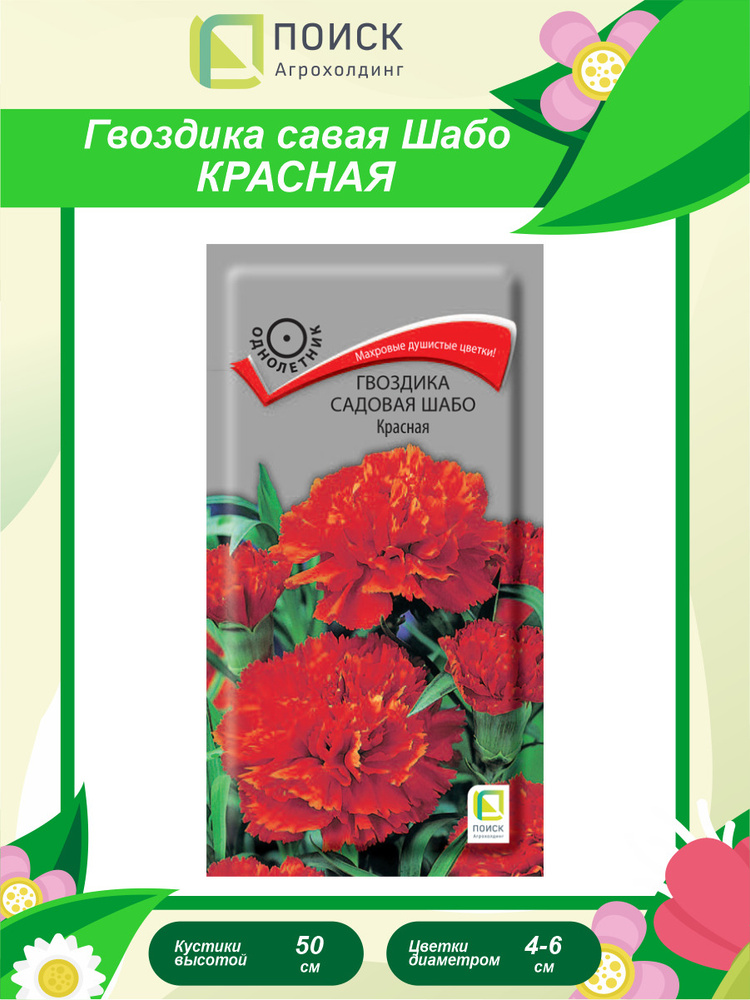 Семена Гвоздика садовая Шабо Красная однолетние 0,1 гр. #1