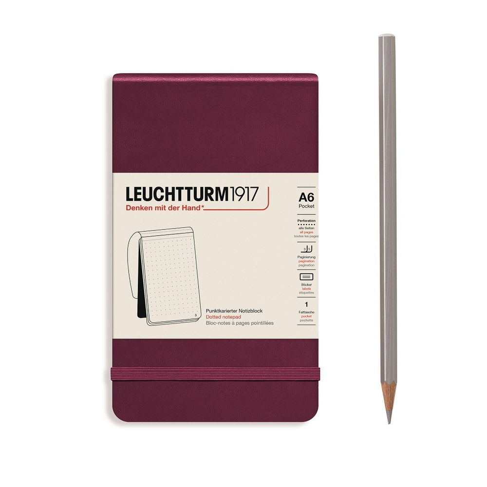 Блокнот Leuchtturm1917 Portrait Pocket A6 (9x15см.), 80г/м2, 184 стр. (92 л.), в точку, твердая обложка #1