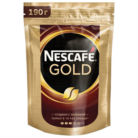 Кофе молотый в растворимом NESCAFE (Нескафе) "Gold", сублимированный, 190 г, мягкая упаковка  #1