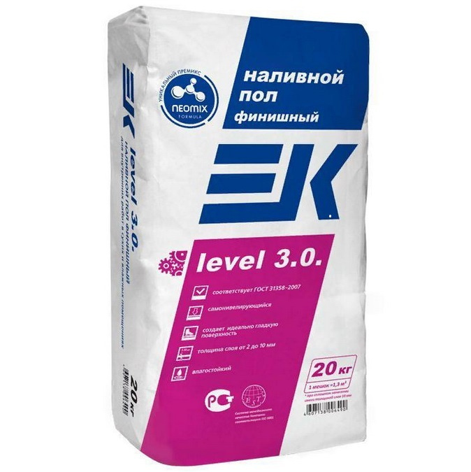 Смесь для пола ЕК LEVEL 3.0 финишный (20кг) 1-10мм #1