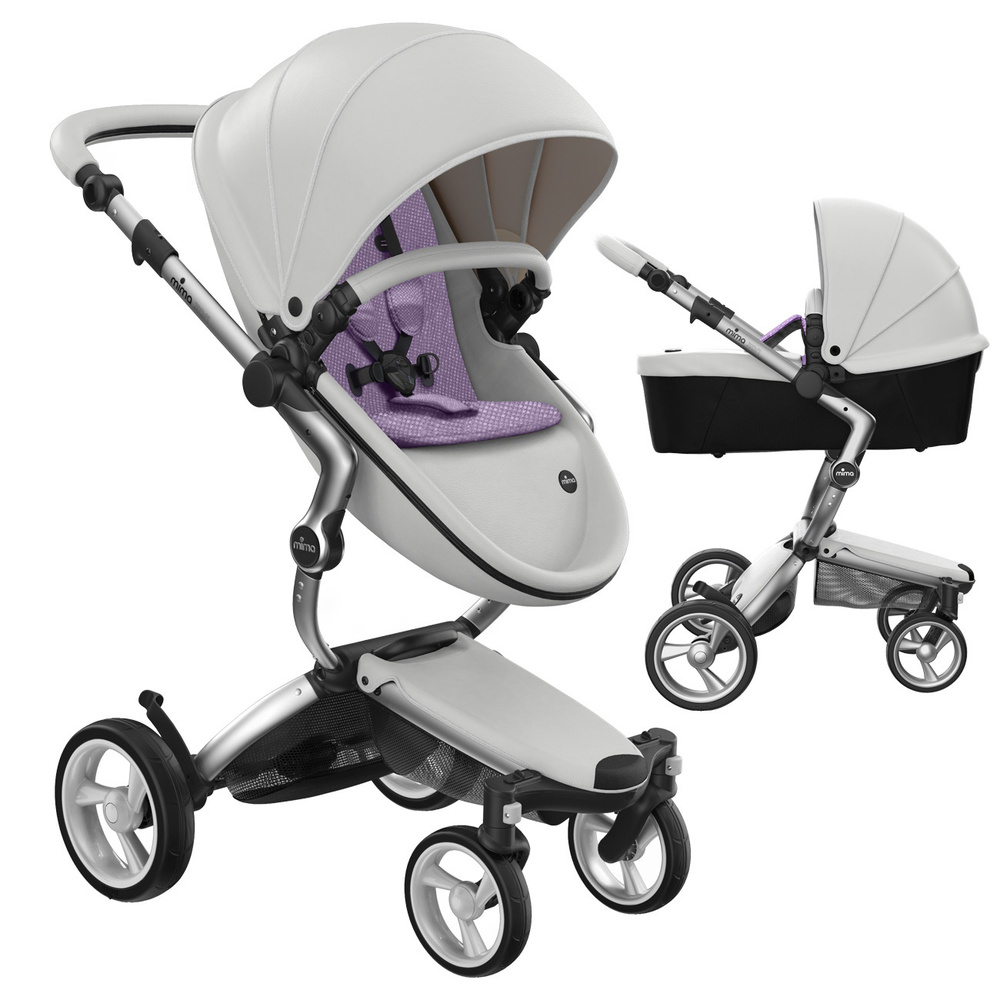 Детская коляска трансформер Mima Xari 2в1 Snow white/Lavender на шасси Aluminum  #1