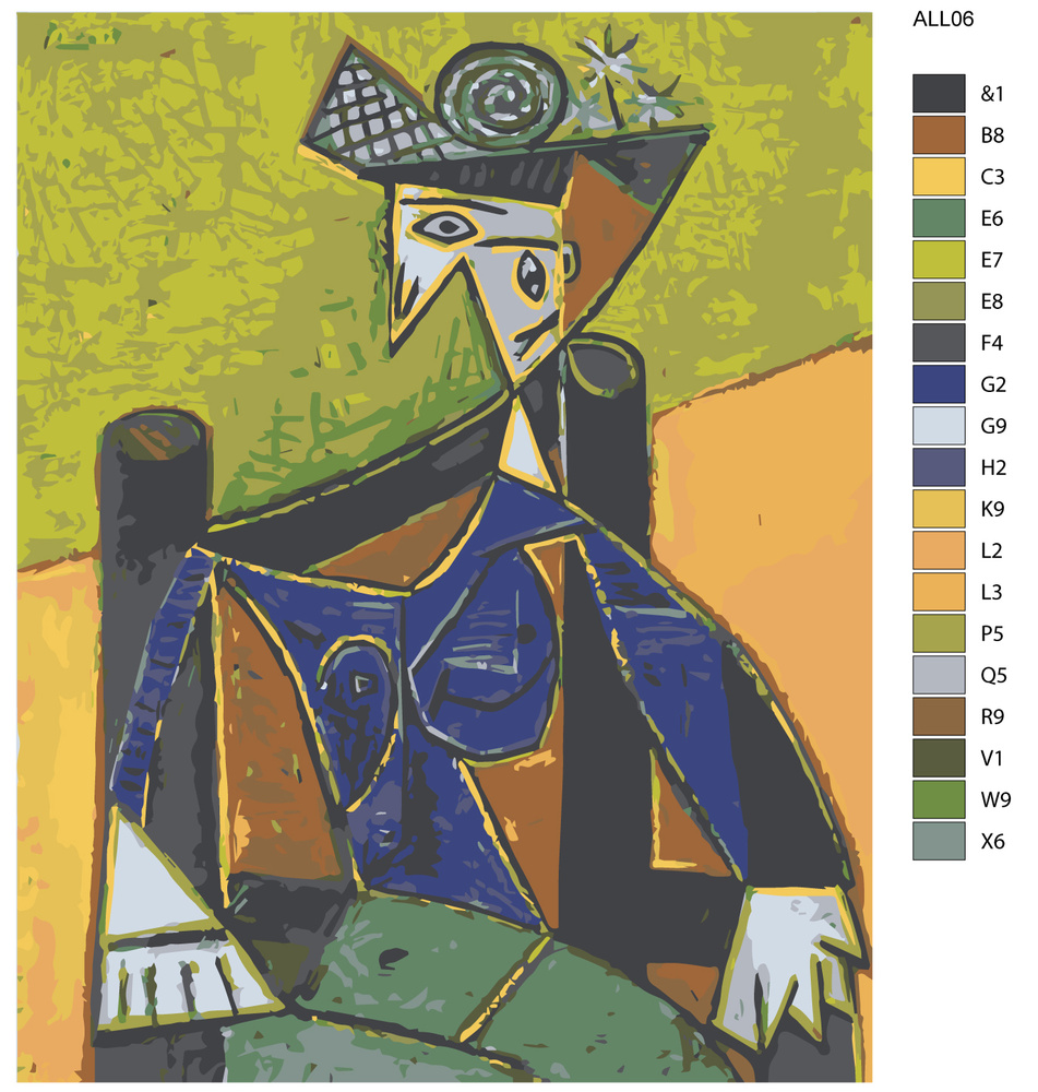 Картина по номерам "Женщина сидячая в кресле" Пабло Пикассо ALL06 40x50  #1