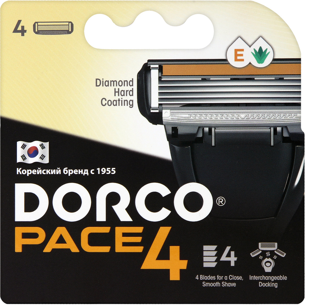 Dorco Сменные кассеты PACE4, 4-лезвийные, крепление PACE, увл.полоса (4 сменные кассеты)  #1