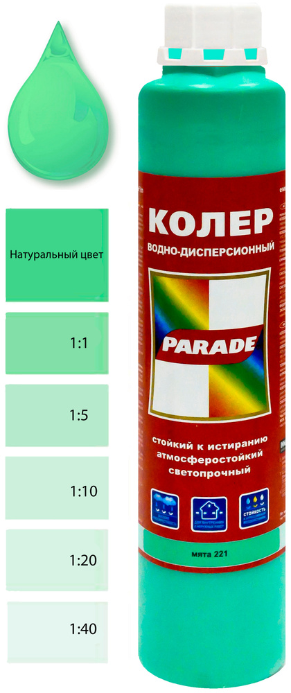 Колер водно-дисперсионный Parade Classic 221 мятный 0,75 л #1