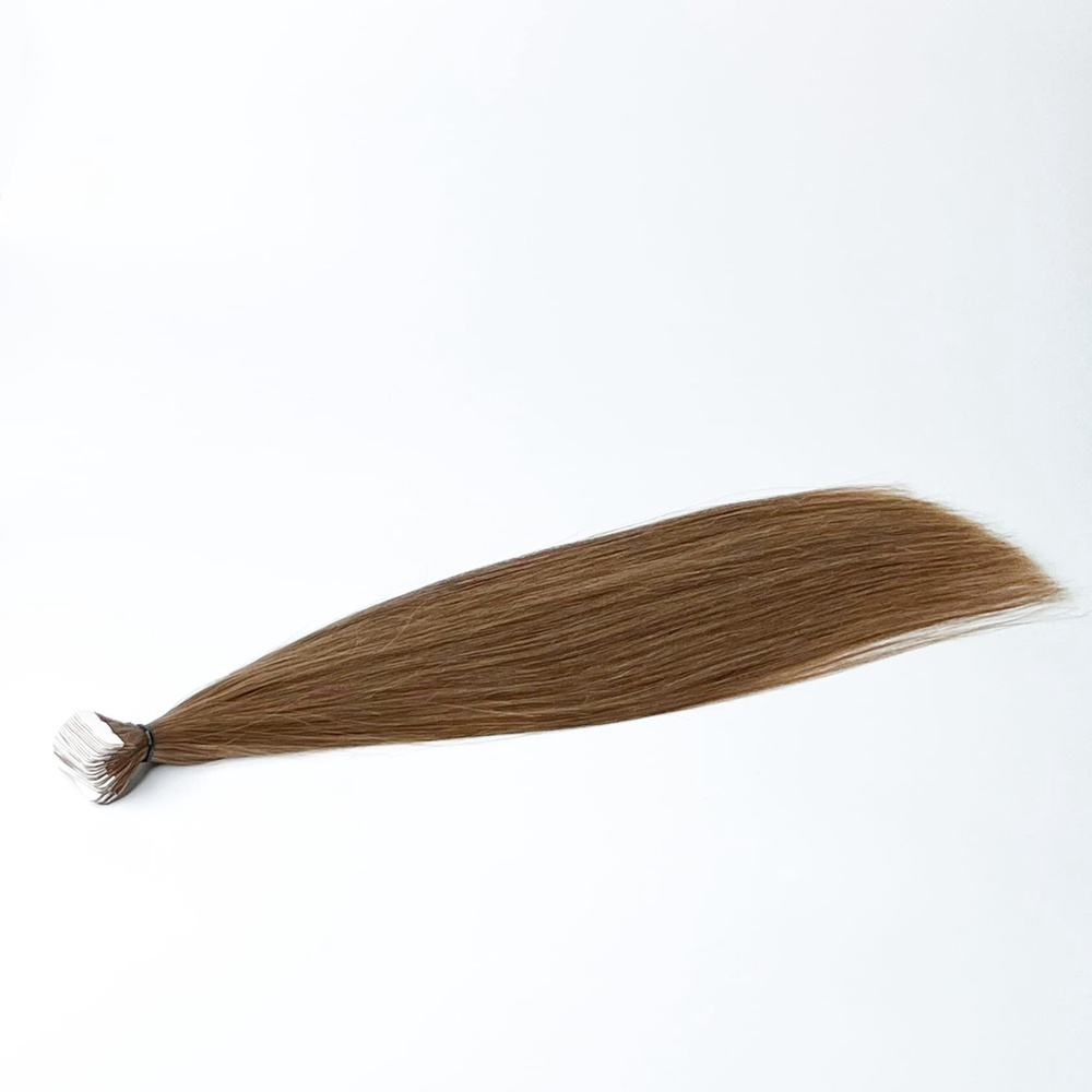 Европейские волосы для ленточного наращивания тон 12 русый 50 см  #1