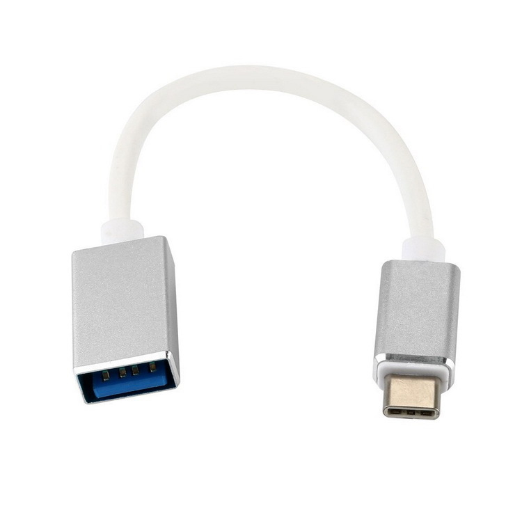 Адаптер - переходник OTG USB3.1 Type-C - USB3.0, пласт. кабель, серебро-графит  #1