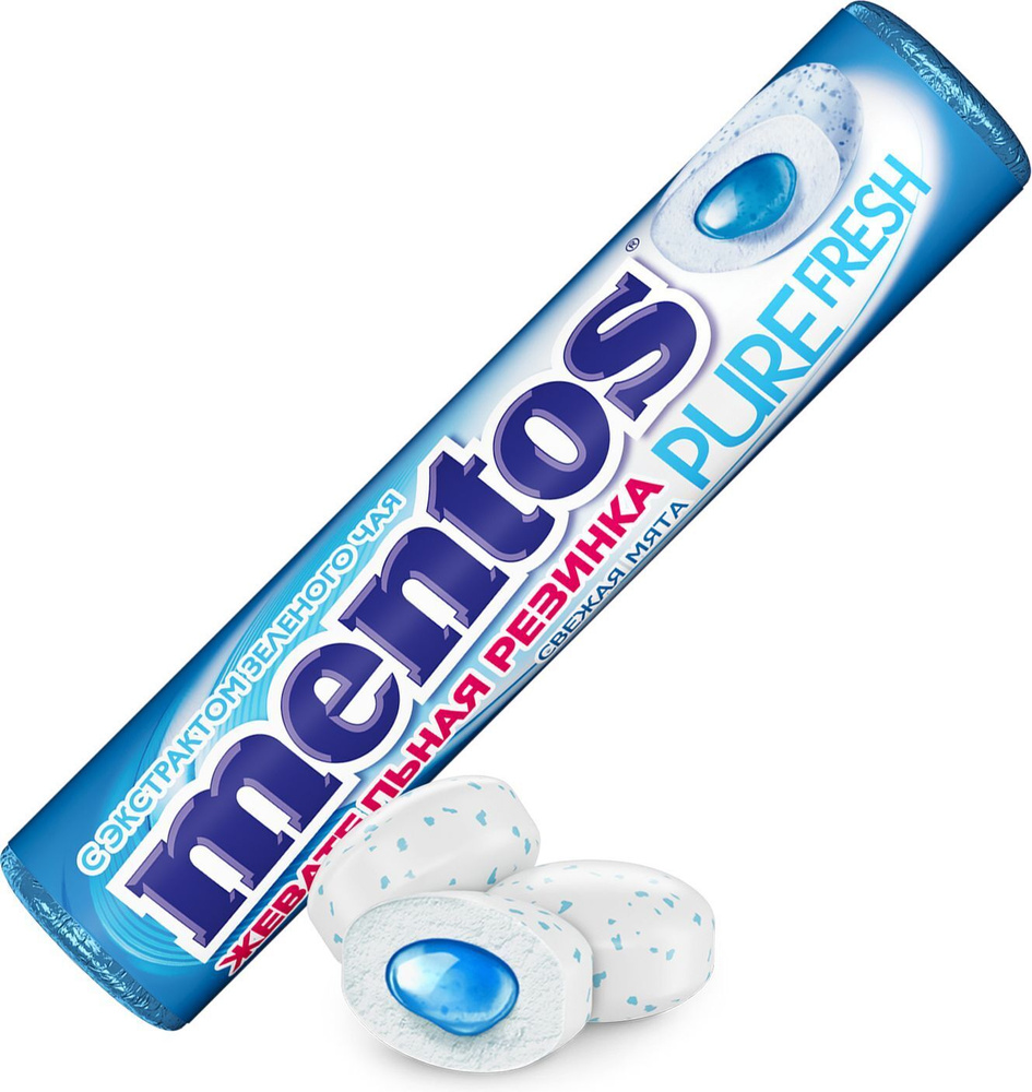 Жевательная резинка MENTOS Pure fresh со вкусом мяты, 15,5г - 10 упаковок  #1