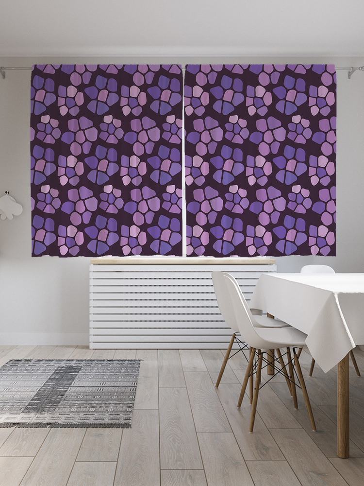 Фотошторы для кухни и спальни JoyArty Oxford DeLuxe "Геометрия цветов", 2 полотна со шторной лентой шириной #1