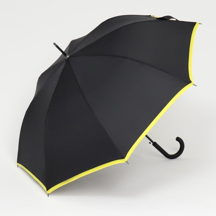 Зонт - трость полуавтоматический "Кант", 8 спиц, R равно 51 см, цвет чёрный/жёлтый  #1