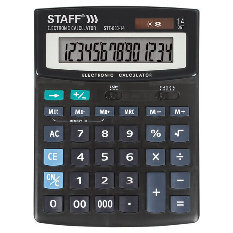 Калькулятор настольный Staff STF-888-14 (200х150 мм), 14 разрядов, двойное питание  #1