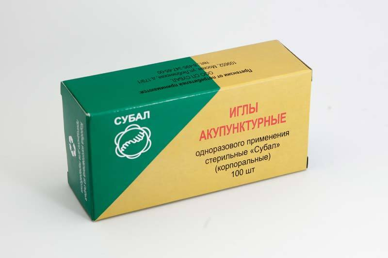 Иглы акупунктурные корпоральные Субал(витая ручка из стали), 0,40 х 100 мм, 100 шт  #1