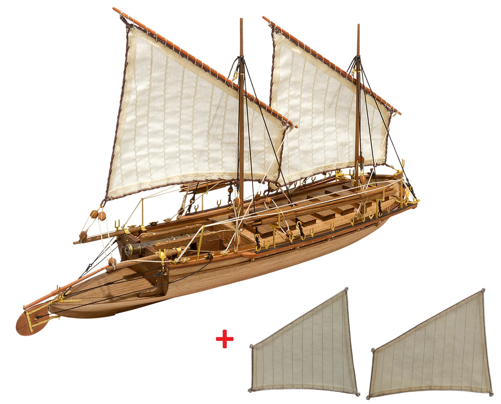 Сборная деревянная модель MK0202S "Канонерский Йол,1801 г.", в комплекте паруса  #1