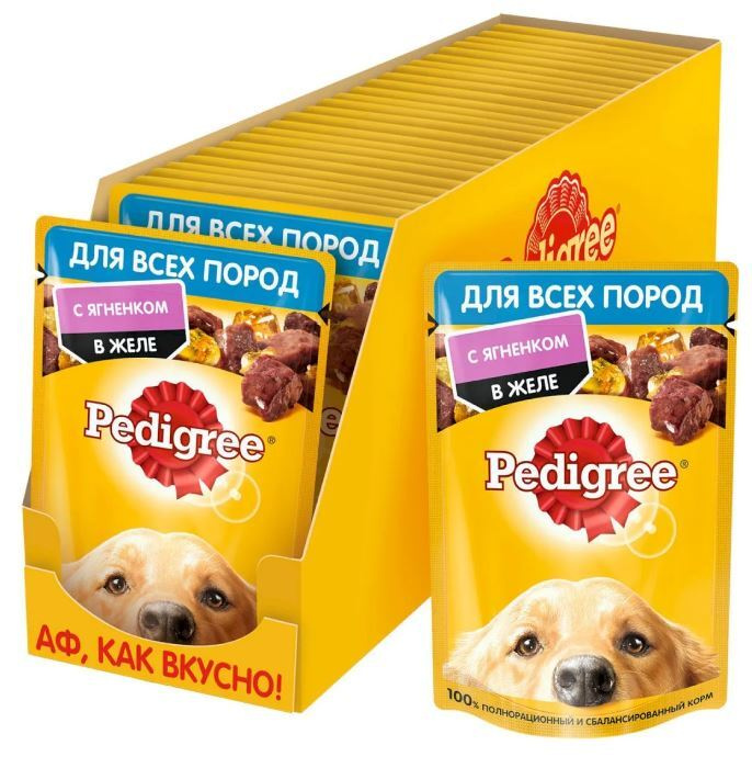 Корм консервированный для взрослых собак PEDIGREE желе с ягненком, для всех пород - 28 шт, по 85гр.  #1