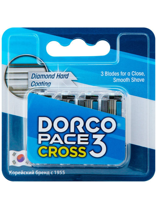 Dorco Сменные кассеты c 3-мя лезвиями для бритвенного станка PACE 3 Cross, 4шт  #1