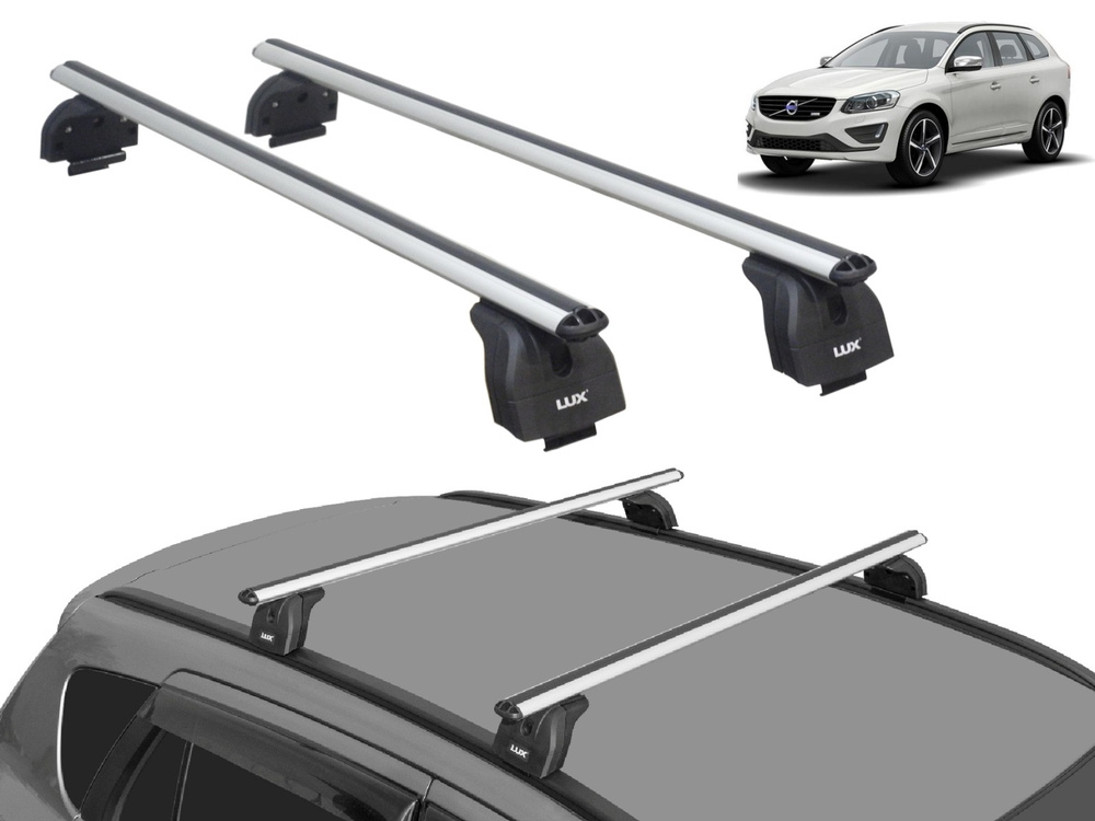 Багажник на Вольво ХС60 (Volvo XC60 (Y20) 2008-2017), на интегрированные рейлинги, Lux, аэродинамические #1