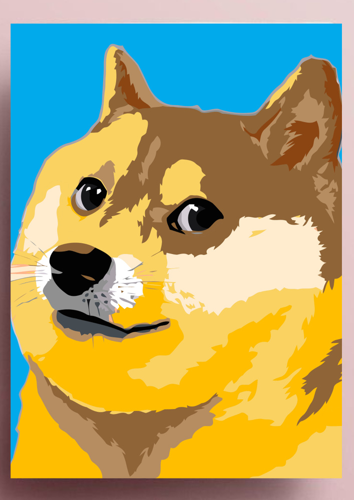 Картина по номерам "Собака Мем / Акита Ину / Сиба Ину " холст на подрамнике 40 * 50  #1