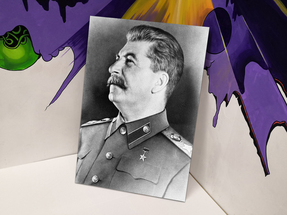 Портрет Сталина на холсте черно белый 40x60 см. #1
