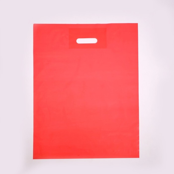 Пакет полиэтиленовый с вырубной ручкой, Красный 40-50 См, 60 мкм  #1