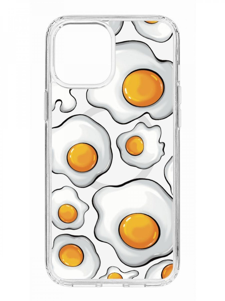 Чехол на Айфон 12 Про Макс MagSafe, с рисунком Kruche Print Глазунья, с магнитом  #1