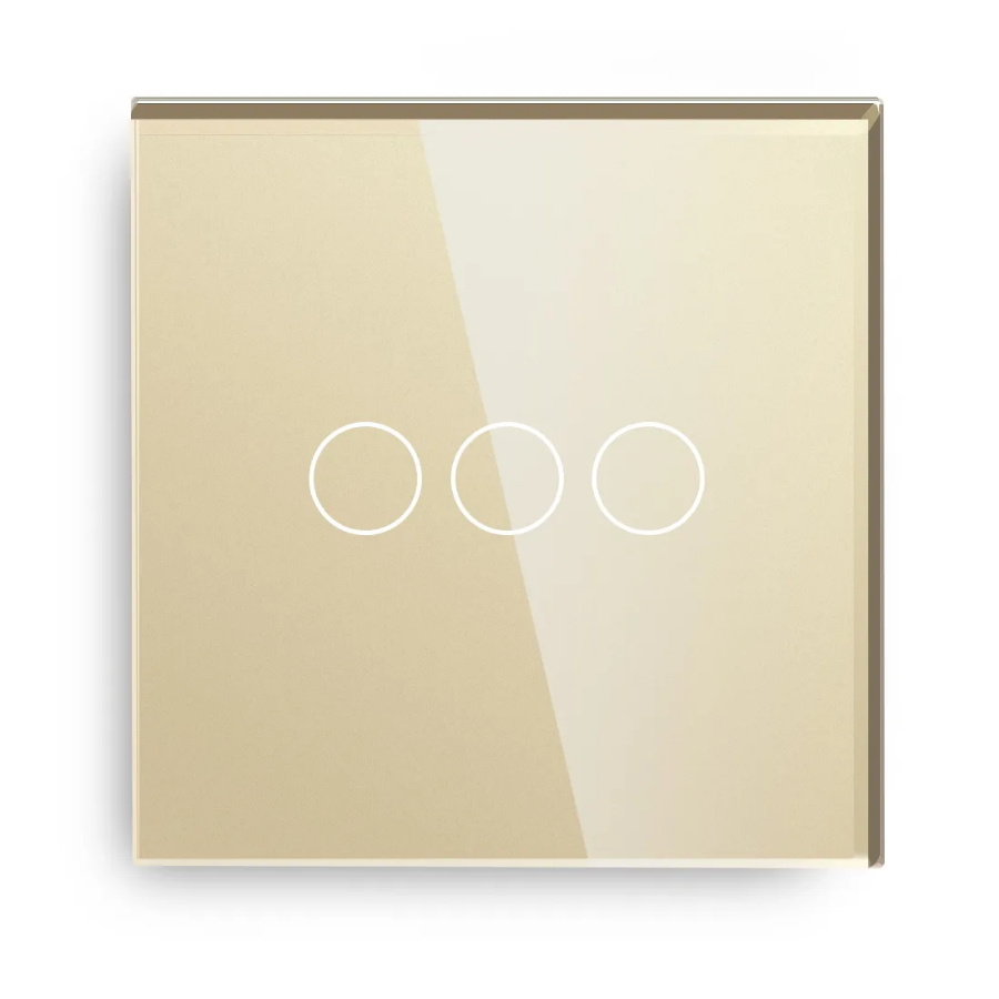 Умный сенсорный выключатель DiXiS Wi-Fi Touch Wall Light Switch (Zigbee) 3 Gang / 1 Way (86x86) Gold #1