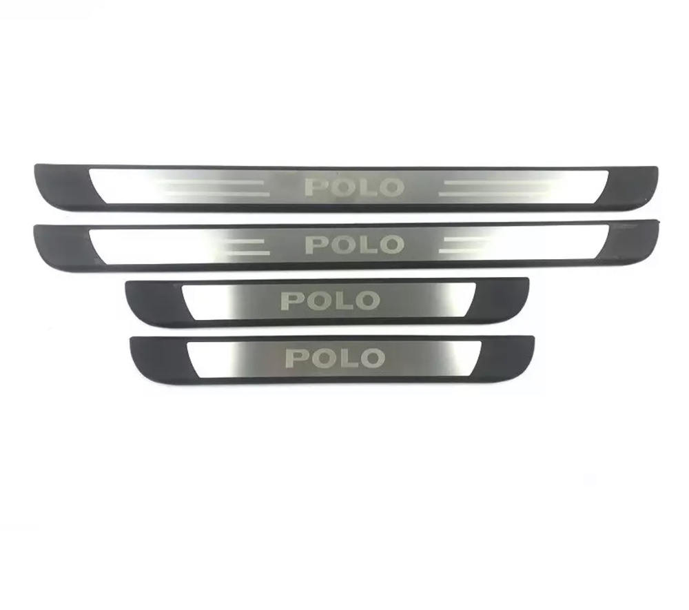 Накладки на пороги Volkswagen Polo / Фольксваген Поло 2016-2022 г.в silver  #1