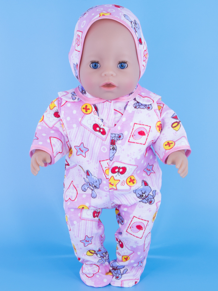 Одежда для кукол Модница Фланелевый набор для пупса Беби Бон (Baby Born) 43 см розовый-сиреневый  #1