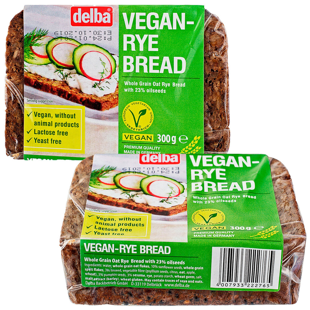 Хлеб Delba цельнозерновой вегетарианский со злаками, упаковка 2 шт по 300 грамм  #1