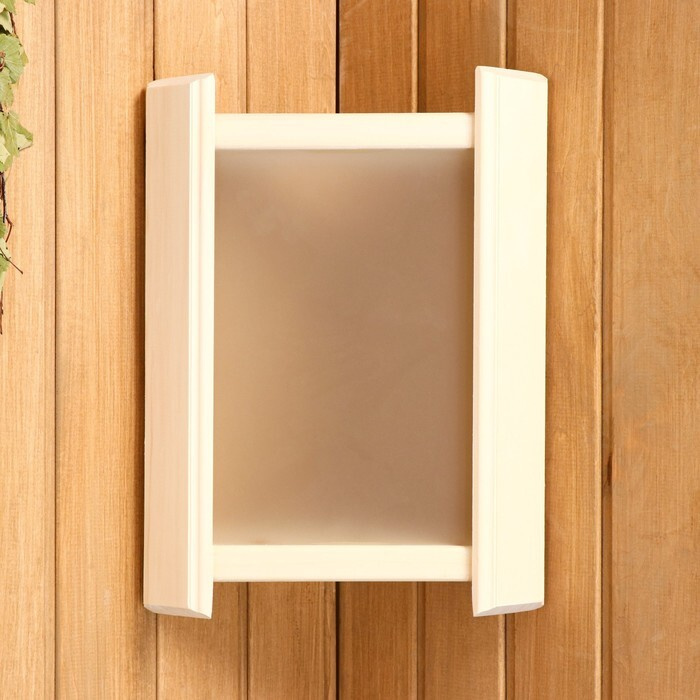 Абажур деревянный, белое стекло #1