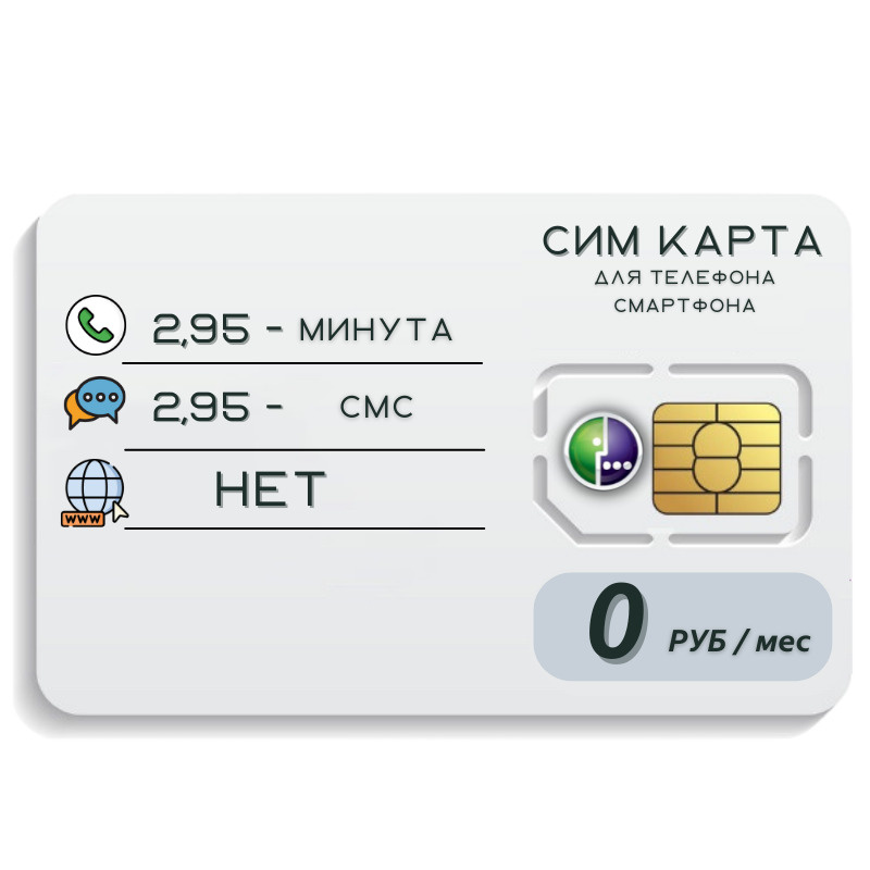 SIM-карта Комплект Сим карта Без интернет Тариф 0 р в мес оплата по факту 4G LTE Unlim Sim nano micro #1