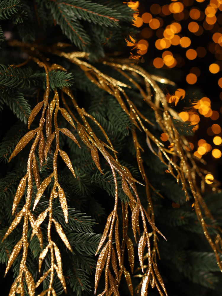 Новогоднее украшение на ёлку Веточка,длина 28 см, цвет золотой  #1