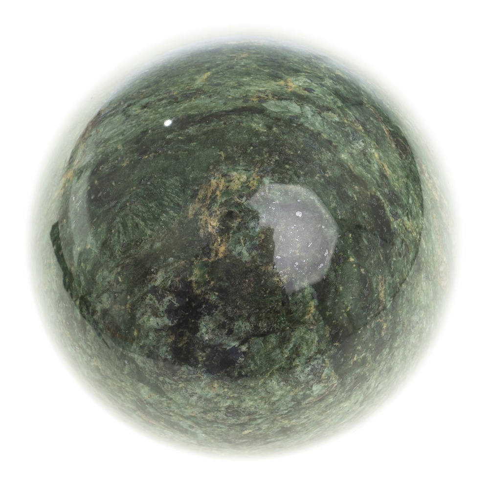 Шар из темно-зеленого змеевика 10 см / шар декоративный / шар для медитаций / каменный шарик / сувенир #1
